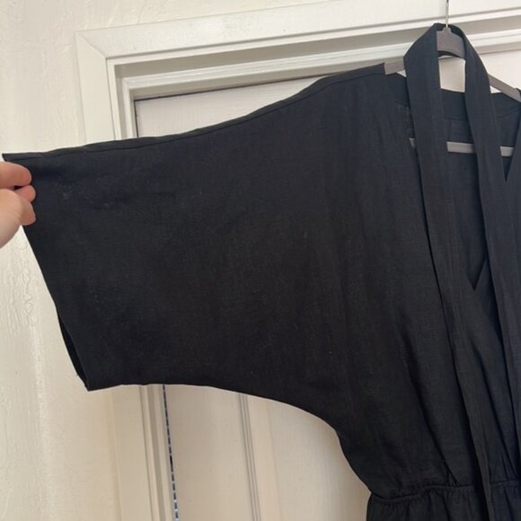 Handmade in Ukraine linen black jumpsuit - Picture 3 of 7